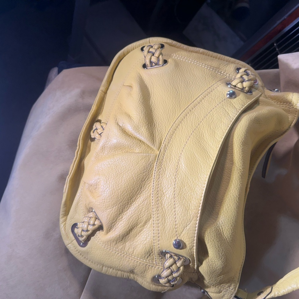 B. Makowsky Yellow Leather Hobo Shoulder Bag - Picture 11 of 13